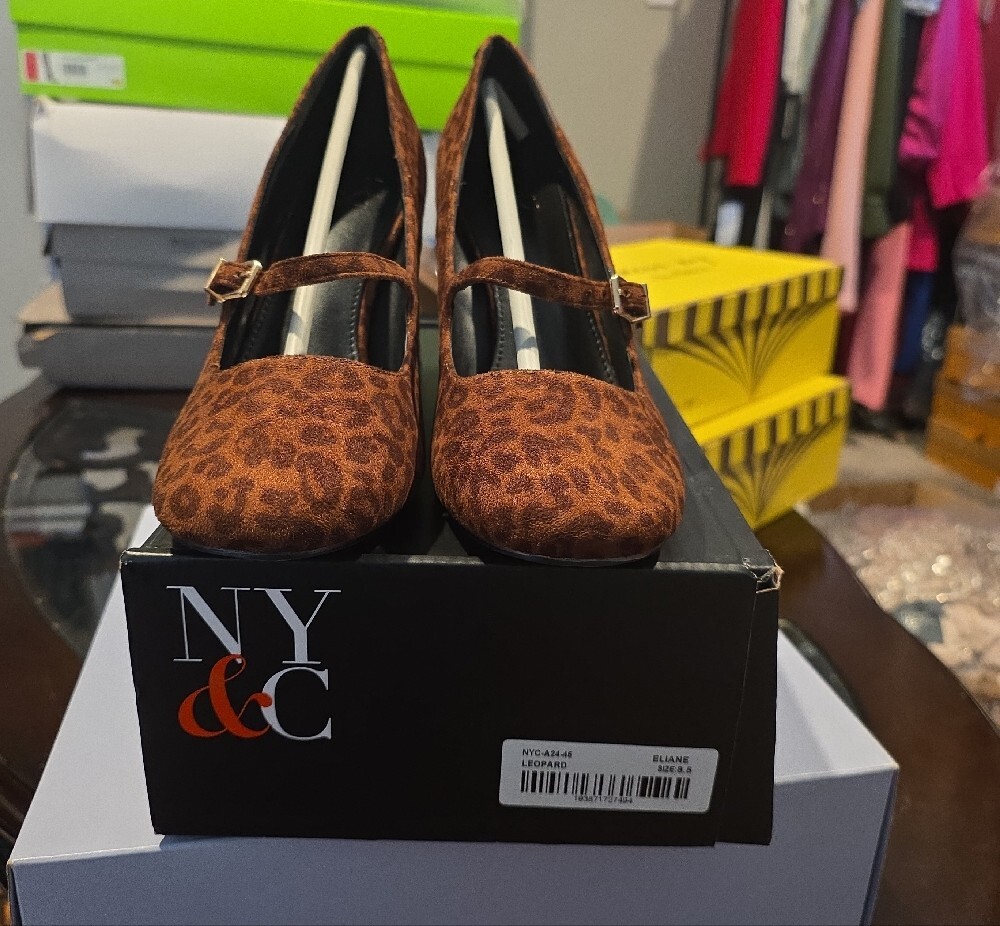 New York & Company Leopard Print Mary Jane Pumps - Brown - Picture 2 of 10